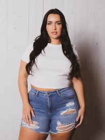 Plus Size Jess Destroyed Denim Short - Medium Wash