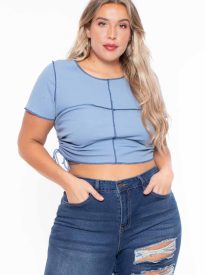 Plus Size Adria Ruched Top - Blue