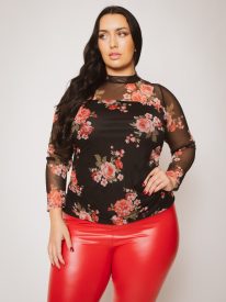 Plus Size Ava Mesh Top - Black