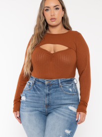 Plus Size Cristy 2pc Bodysuit  Set - Rust