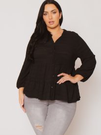 Plus Size Tessa Babydoll Top - Black